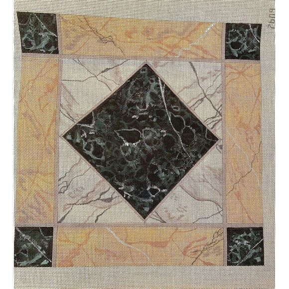 Marble Design Two Needlepoint Canvas Picture Pillow Embroidery Stitchery - Picture 1 of 2